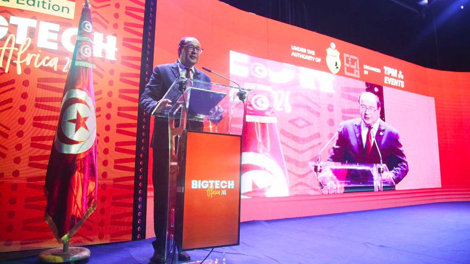 Bannière de la 3e édition de BIGTECH Africa à Tunis, consacrée à l'innovation, aux startups et à la coopération Sud-Sud.