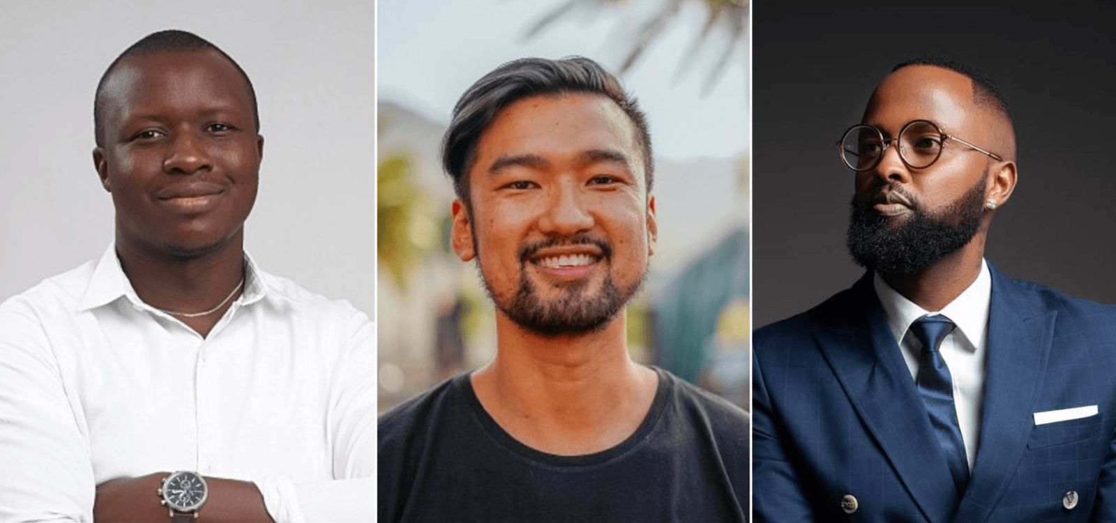 De gauche à droite : Akinbola Asalu, fondateur et CEO d'Aktivate ; Peng Chen, cofondateur et CEO de HustleSasa ; et Kagwe Mungai, fondateur et CEO de Book Mahali.