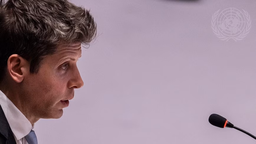 Le directeur général d'OpenAI, Sam Altman, s'exprime devant le Conseil de sécurité des Nations unies à New York le 23 septembre 2026.