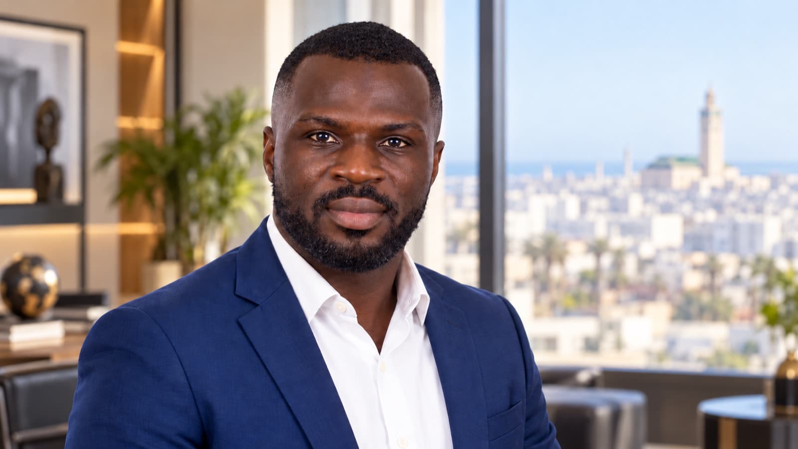 Mouhamed Koudo, dirigeant de CIOC TRADE, dans un bureau donnant sur la ville.