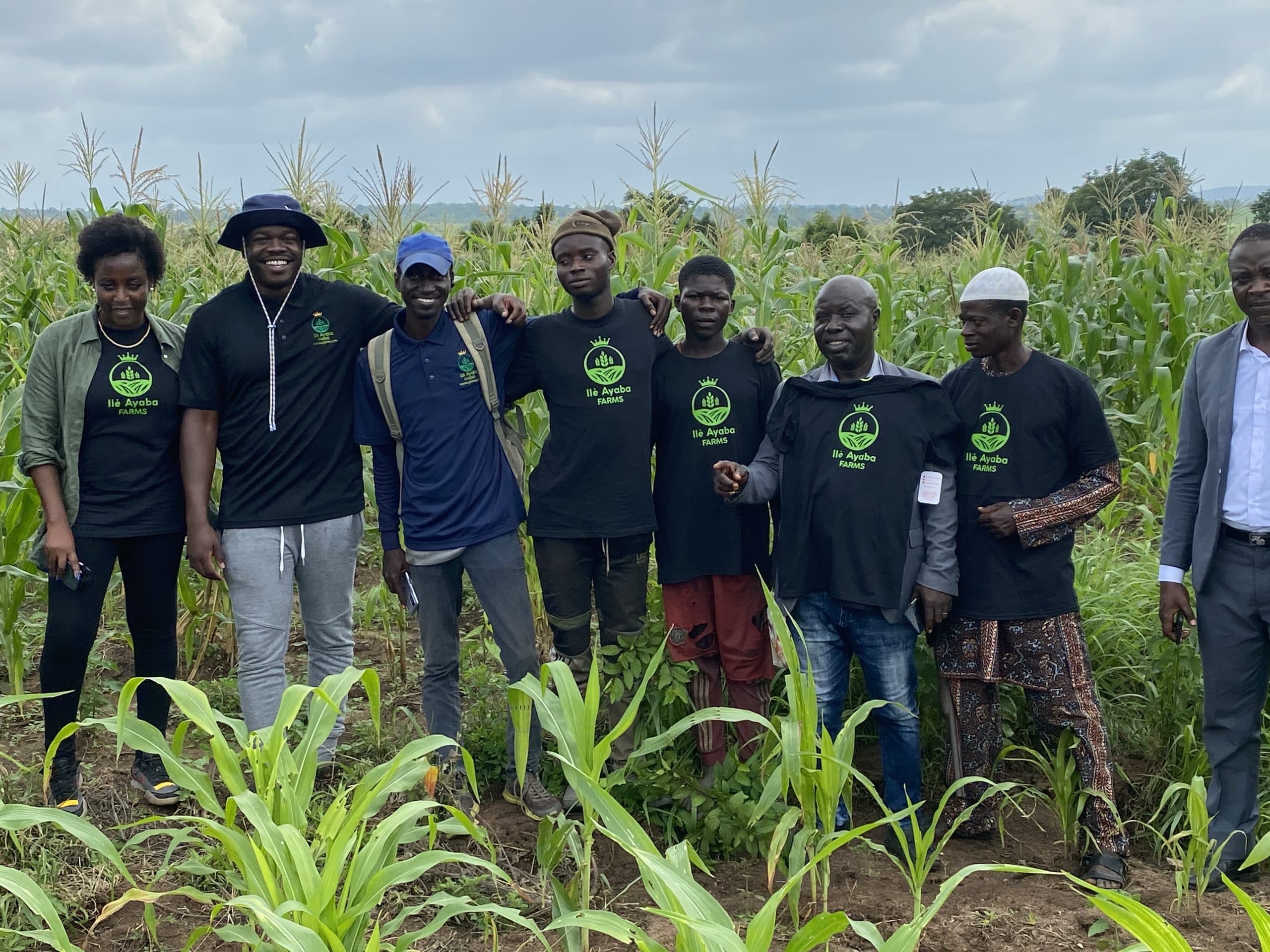 Alexander Xanders et l'équipe uFarmx inspectent une ferme de maïs pour améliorer l'accès aux intrants et soutenir la production agricole