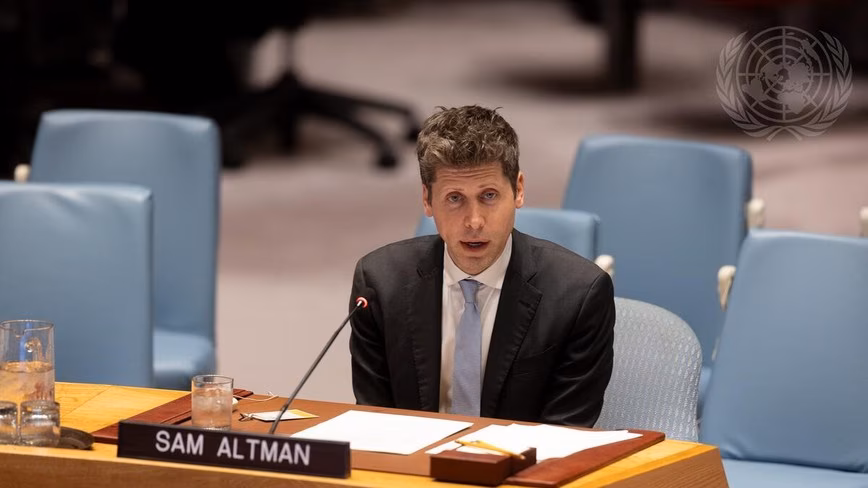 Le directeur général d'OpenAI, Sam Altman, s'exprime devant le Conseil de sécurité des Nations unies à New York le 23 septembre 2026.