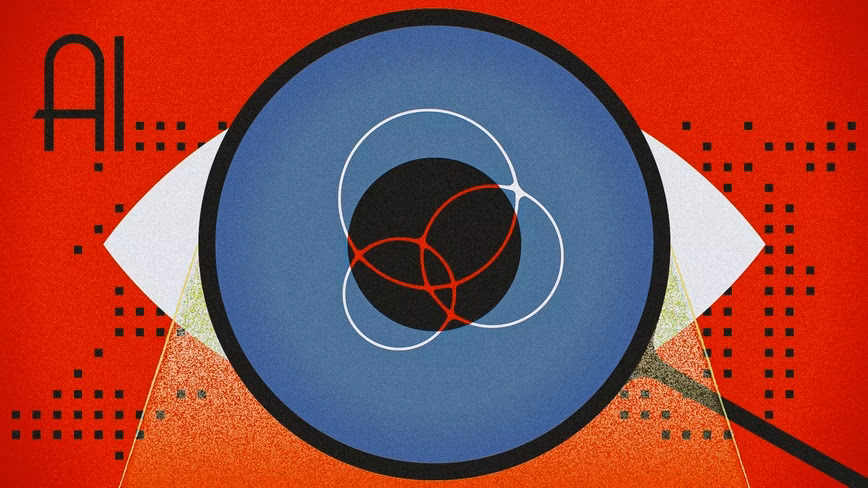 Un œil sous une loupe, illustration d'agents d'IA vérifiant leurs sources