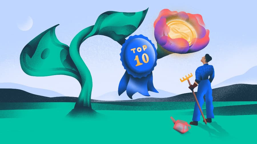 Illustration d'un jardinier tenant un râteau. Venture